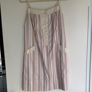 Striped Silver, Cream and Red Women's Dress